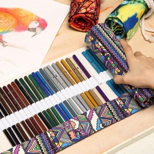 36/48Holes Canvas Rollbag Sketch Pencil Set Professional Sketching Drawing Pencil Bags For Painter School Students Art Supplies