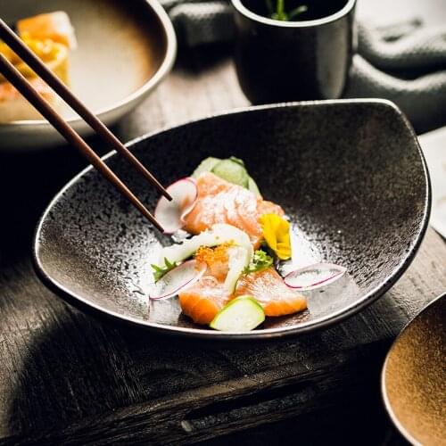 9 inch olive plate, dish plate, dishware, household ceramic tableware, Japanese-style plate, cold dish, deep dish, rice plate