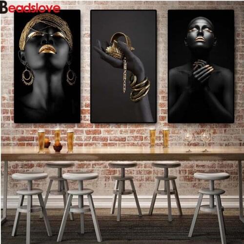 3 pcs Diamond Embroidery Black Hand African Nude Contemplator Woman 5D DIY Diamond Painting Diamond Mosaic needlework 3d