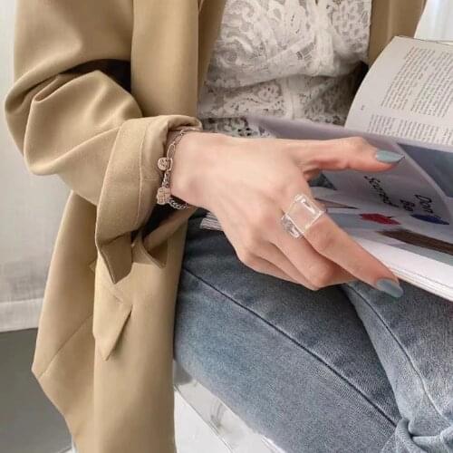 AOMU 1PCS New Korea Vintage Transparent Resin Rings Chic Colorful Acrylic Geometric Irregular Ring for Women Gift Jewelry