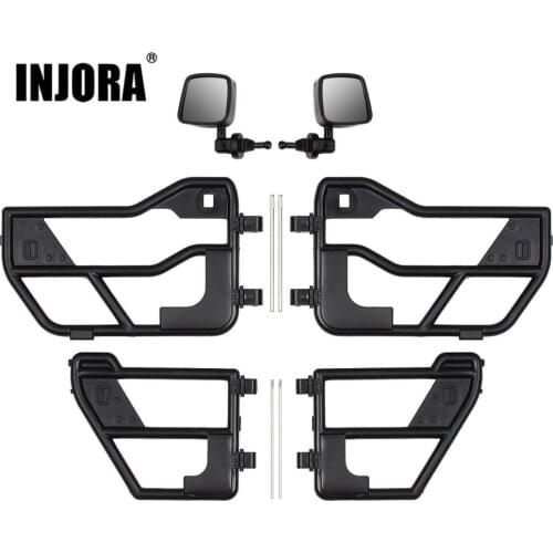 INJORA RC Car Plastic Tube Doors & Rearview Mirror For 1:10 RC Crawler Car Axial SCX10 90046 Jeep Wrangler Hard Body Shell