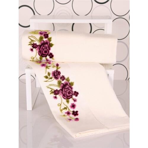 Petunia Derorative Kitchen Bathroom Velvet Embroidered Towel for Hand Face Famous 100% Velvet Turkey Fabric 50*90 cm Motif towel