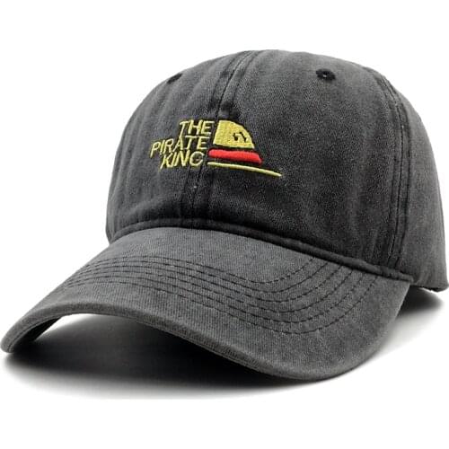 The Pirate King Dad Hat 100% Cotton embroidery Luffy hat Baseball Cap Anime fan Hats for Women Men Water wash Snapback