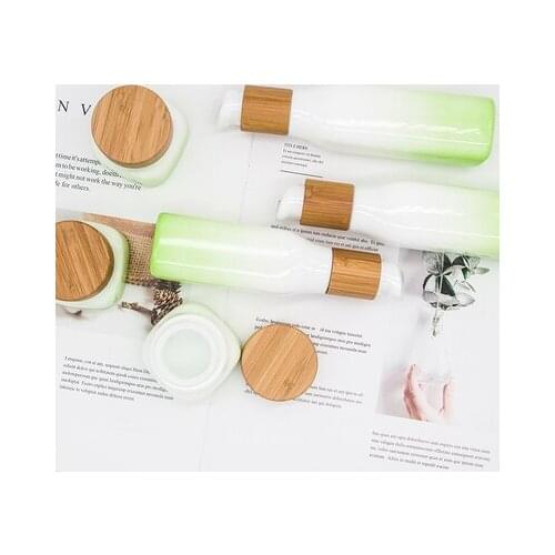 Cbd 100ml 120ml bamboo lotion cap opal white porcelain lotion bottle,square bamboo packaging square white porcelain cream bottle