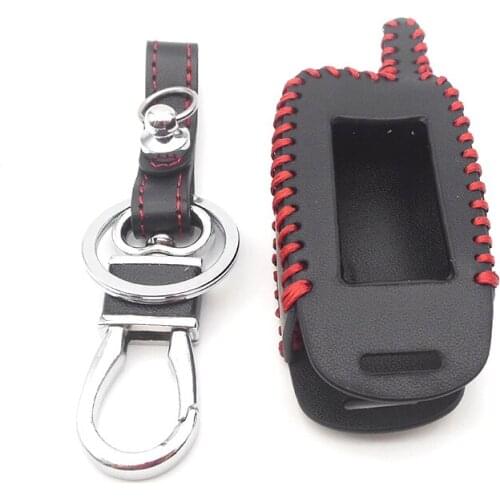 A9 Leather Key Case For For Starline A9 A6 A8 A4 Car LCD Alarm Remote Controller Keychain Cover Hand-Made Style Accessories