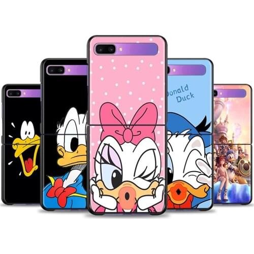 Cover For Samsung Galaxy Z Flip 6.7" Flip3 5G Black PC Hard Phone Case Segmented Protect Coque Cartoon Donald Duck