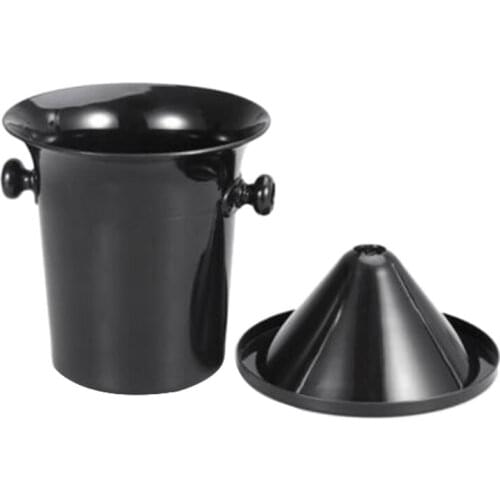 Wine Dump Black Plastic Wine Spittoon - Standard Size with Black Funnel Champagne Bucket