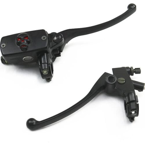 Black 7/8" Skull Brake Clutch Lever For Honda Kawasaki Suzuki Cafe Rat Custom CB