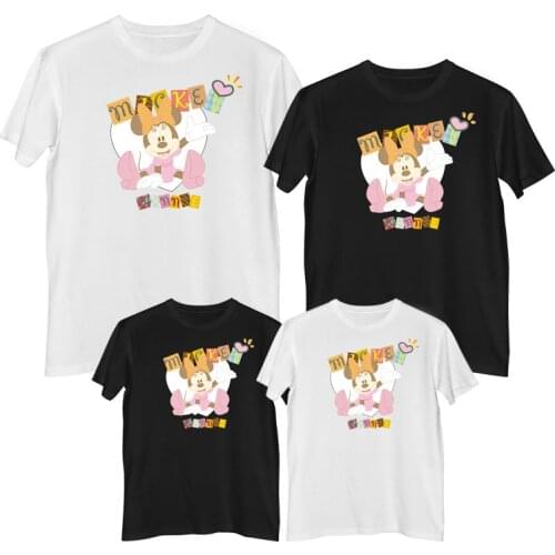 Disney Minnie Mouse T shirt Summer Comfortable 100% cotton Fashion Womens shirt T-shirts for girls mother and daughter clothes