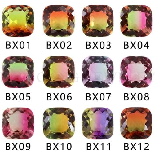 Cushion Shape Watermelon Tourmaline Stone Synthetic Glass Loose Beads Size 6x6mm-14x14mm For Jewelry Making Free Shipping