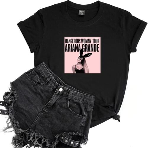 Pop Singer Ariana Grande T Shirt Album Dangerous Print Female Tops Summer Casual Cotton Soft Women Clothing Mujer Camisetas
