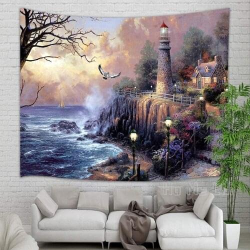 Lighthouse Tapestry Wall Tapestry Art Home Decoration Dormitory Decoration Living Room Bedroom Bedspread