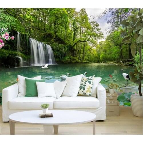 Customized wallpaper 3d Chinese style landscape painting TV background wall restaurant ink painting Jiangnan water village обои