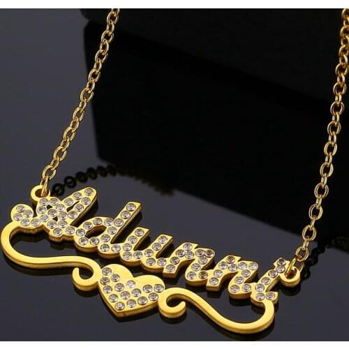Custom Personalized Name Diamond Necklaces for Women Stainless Steel Customized Personalized Gold Heart Necklace Pendant Jewelry