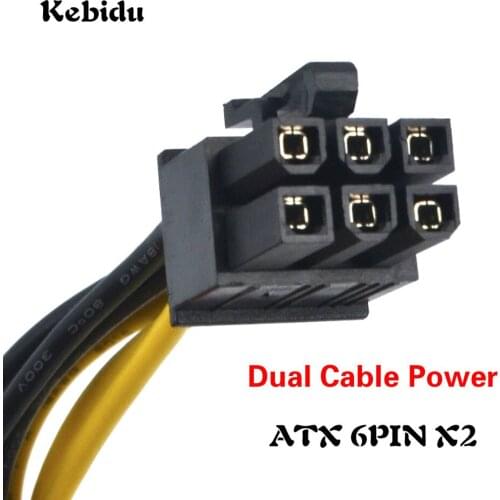 Kebidu PCI-E express Power Cable 50CM Dual PSU Cable Riser Cable Supply 6 pin ATX 18AWG Adapter for Bitcoin Miner