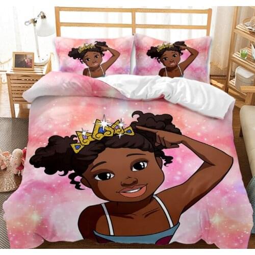 3D Lovely Little African Girl Cover Bedding Set Comforter Cover Quilt Cover Set Twin Full Size Home Textile