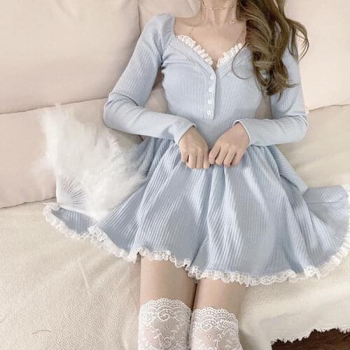 Sweet Girl Summer French Gentle Vintage Court Style Fairy Mini Dress Niche Design Elegant Woman Slim Waist Lace Patchwork Dress