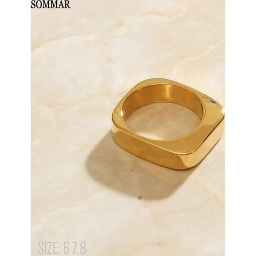 SOMMAR Fashion Design Gold Filled size 6 7 8 female Engagement rings Minimalism ins men ring floating charms