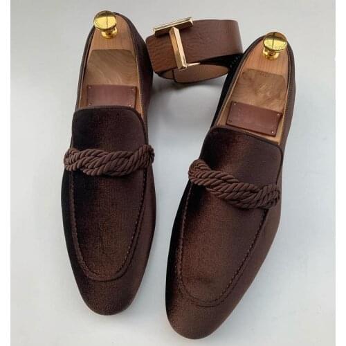 Fashionable Mens Loafers Classic British Style Suede Deerskin Casual Dress Brooch Twisted Personality Small Leather Shoes 48