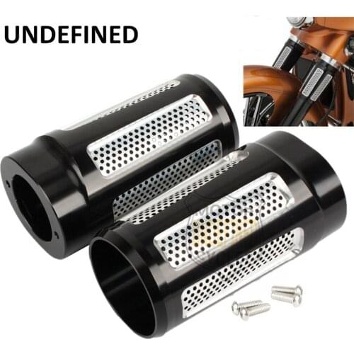 Motorcycle Black Fork Boot Slider Covers Cow Dense Holes Aluminum For Harley Touring FLHT FLTR FLHR FLHX 1984-2013 UNDEFINED