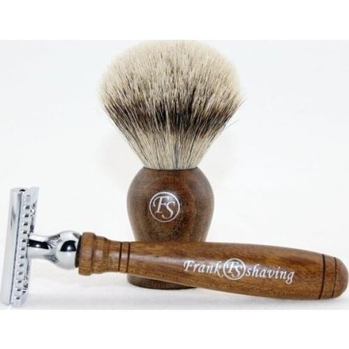 Frank Shaving-Natural Ebony wood set,Best Badger(P) Hair 20mm,DE Safety Shaving Razor,Shaving Set/Kit #S2016109+FREE SHIPPING