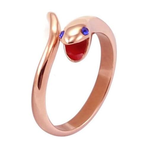 2015 New style high quality Fashion stainless steel snake ring Rose gold ring jewelry with blue stone