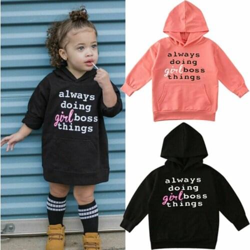 2020 Autumn Winter Fashion Letter Print Long Sleeve Sweatshirt Girls Children Girls Hoodie Dress Pullover Sportwear Tops