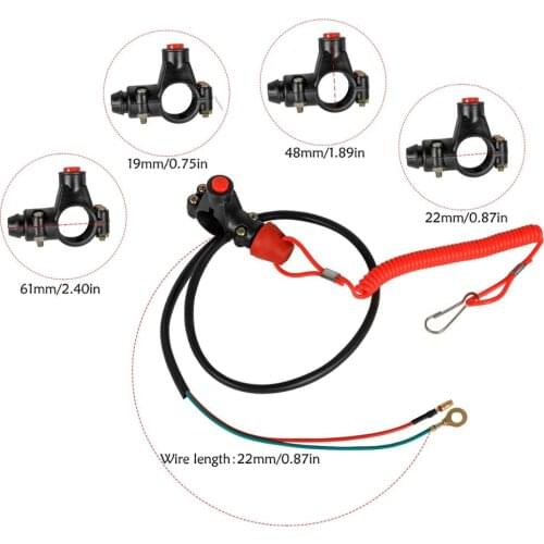 TDPRO Red Tether Lanyard Motorcycle Kill Stop Switch For 7/8" 22mm Push Button Switches 2 Stroke 49cc 110cc 125cc ATV Quad Bike