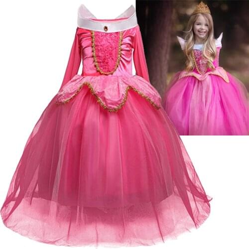 Girls Princess Dress Long Sleeves Lace Robe Kids Fancy Party Halloween Costume Little Girl Clothing Children Cosplay Costumes