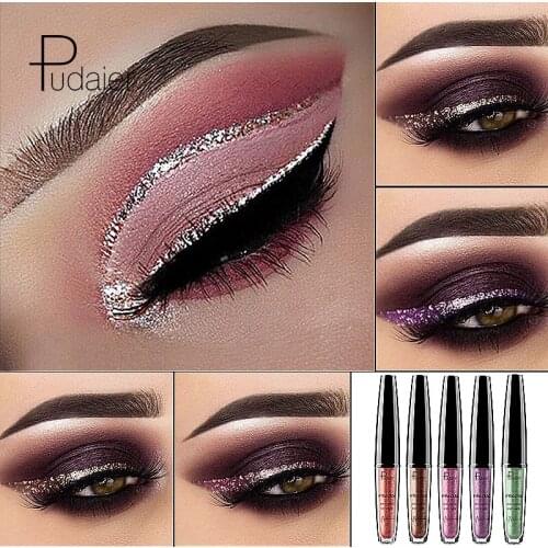 Pudaier 6 Colors Glitter Liquid Eyeliner Makeup Waterproof Long-lasting Metallic Shimmer Eyes Maquiagem Profissional Cosmetics