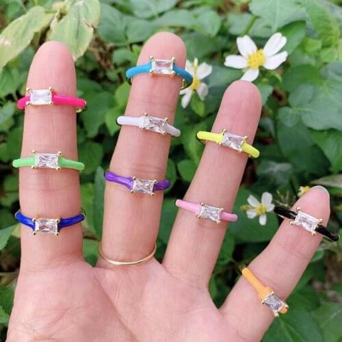 10 Pieces Enamel Rings adjustable rings for women zircon jewelry crystal rings for women fashion jewelry accessories 51481