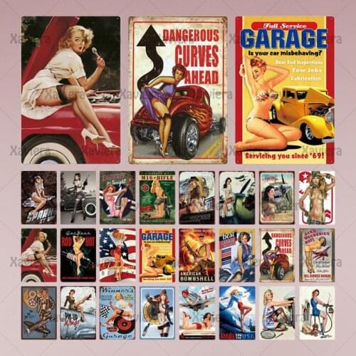Retro Metal Tin Sign Soviet Union Sexy Girl Metal Plaque Vintage Wall Art Poster Home Decoration Bar Club Man Cave Wall Sticker