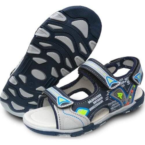 NEW SUMMER 1pair boy PU Leather Sandals Orthopedic Childrens Shoes inner 16.2-23.5cm, Skidproof Kids soft shoes, sandals