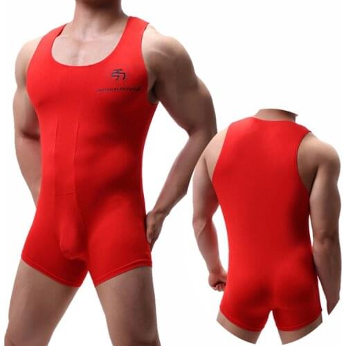 Sexy Men Undershirts Wrestling Singlet One-Piece Leotard Sports Men Bodysuit Seamless Jumpsuit Boxershorts Underwear Bulge Pouch