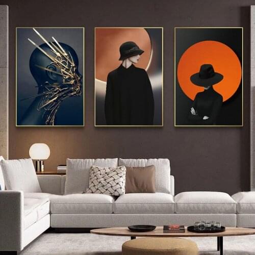 Nordic Abstract Portrait Canvas Painting Posters Prints Black and White Wall Art Picture for Living Room Cuadros Home Decoration