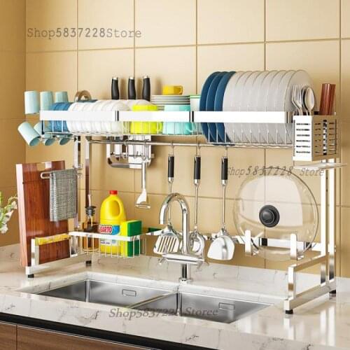 Stainless steel sink drain rack kitchen shelf dish knife rack household kitchen utensils and chopsticks storage rack