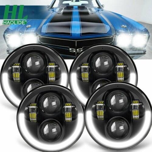 HAOLIDE DOT 5 3/4" 5.75 Projector Motorcycle Hi/Lo LED Headlights Sealed Beam Lamp Bulbs Angel Eyes Car Lights 60W