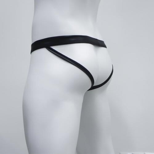 New Sexy Mens Thong Lingerie G String Underwear Pu Faux Leather T-back Jockstrap G-String Men Underpants Panties Pouch Tangas