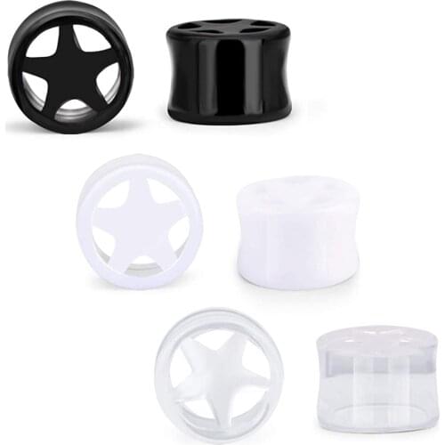 JFORYOU 6 Pcs Ear Tunnels Plugs Acrylic Hollow Star Design Ear Plugs Ear Piercing Ear Stretcher For Women Men Ear Gauge 10-20mm