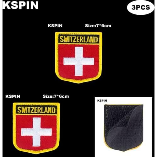 National Flag Patch Hook Loop Switzerland Badges Armband 3D Stick on Jacket Backpack Stickers