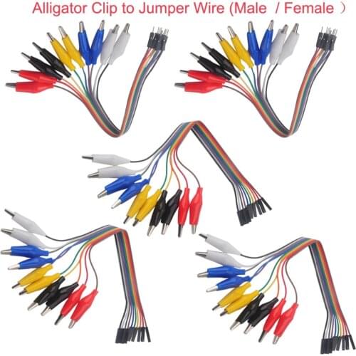 5Set Alligator Clip to Dupont Wire 10pin 20cm Male / Female, Crocodile Clip for Test Lead,For Arduino Raspberry pi 10Pcs/Set