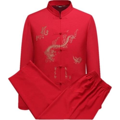 China tang kung fu suits mens tang suit traditional chinese clothing for men pants set mens tops cheap oriental tai chi clothes