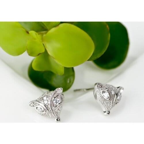 GNE0445 Hot Sale 100% Real 925 Sterling Silver Drop Earrings Fashion Fox Head Charming Earring, Jewelry Fine Gift For Women