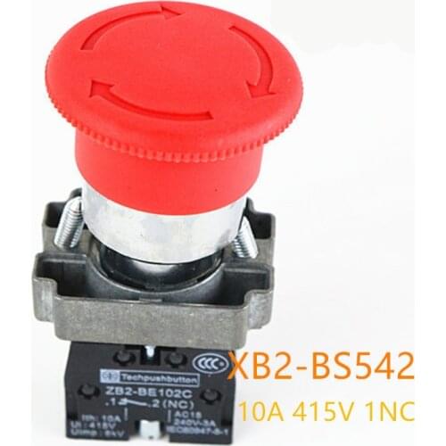 1Pcs High Quality XB2-BS542 22mm NC Red Mushroom Emergency Stop Push Button Switch