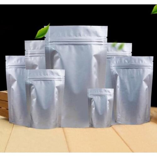 100 Pack, Stand Up Silver Aluminum Foil Zipper Bag Pouch for Long Term Food Storage and Collectibles Protection Zip Lock