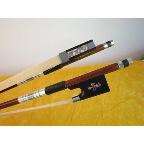 2pcs Pernambuco Carbon fiber violin bow 4/4 copper mount,ebony frog