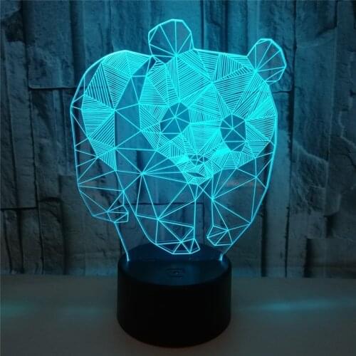 3d Led Night Light Custom Panda Lovely 7 color change 3D Lamp Christmas decorations gift for baby room Lesser Panda Usb Strange