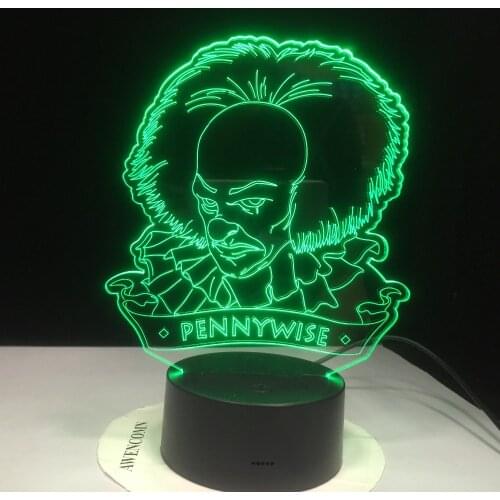 Halloween 3D Led Night Light Horror Desk Lamp Movie It Chapter One Pennywise Figure USB Battery For Office Room Decor