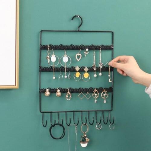 50% Hot Sales Display Stand Wall Mounted Jewelry Storage Wrought Iron Earring Hanging Holder for Dresser