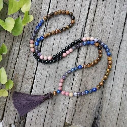 8mm Natural Stone Beads,Lapis,Tigers Eye,Power,JapaMala Sets,Spiritual Jewelry,Meditation Necklace,Inspirational,108 Mala Beads